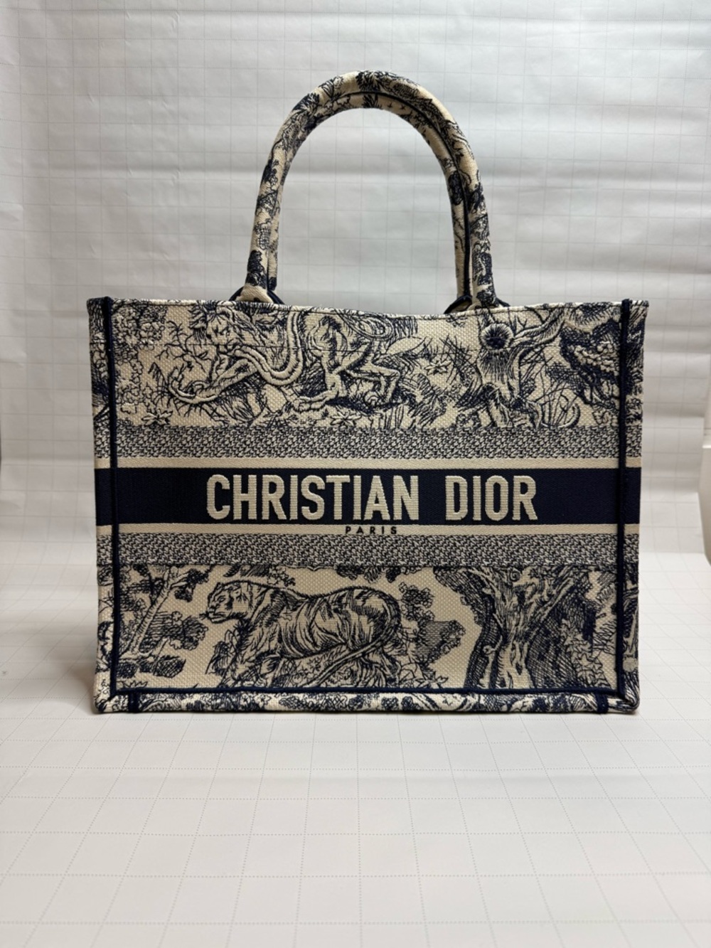 Dior Navy and Cream Toile de Jouy Book Tote